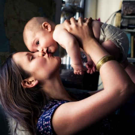 Domino Kirke with her second son who was born in 2020.
